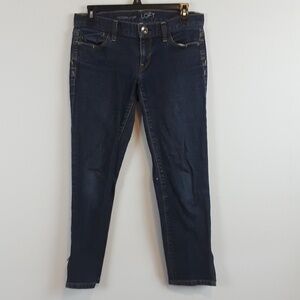 Loft modern‎ crop zipper hem blue jeans size 4